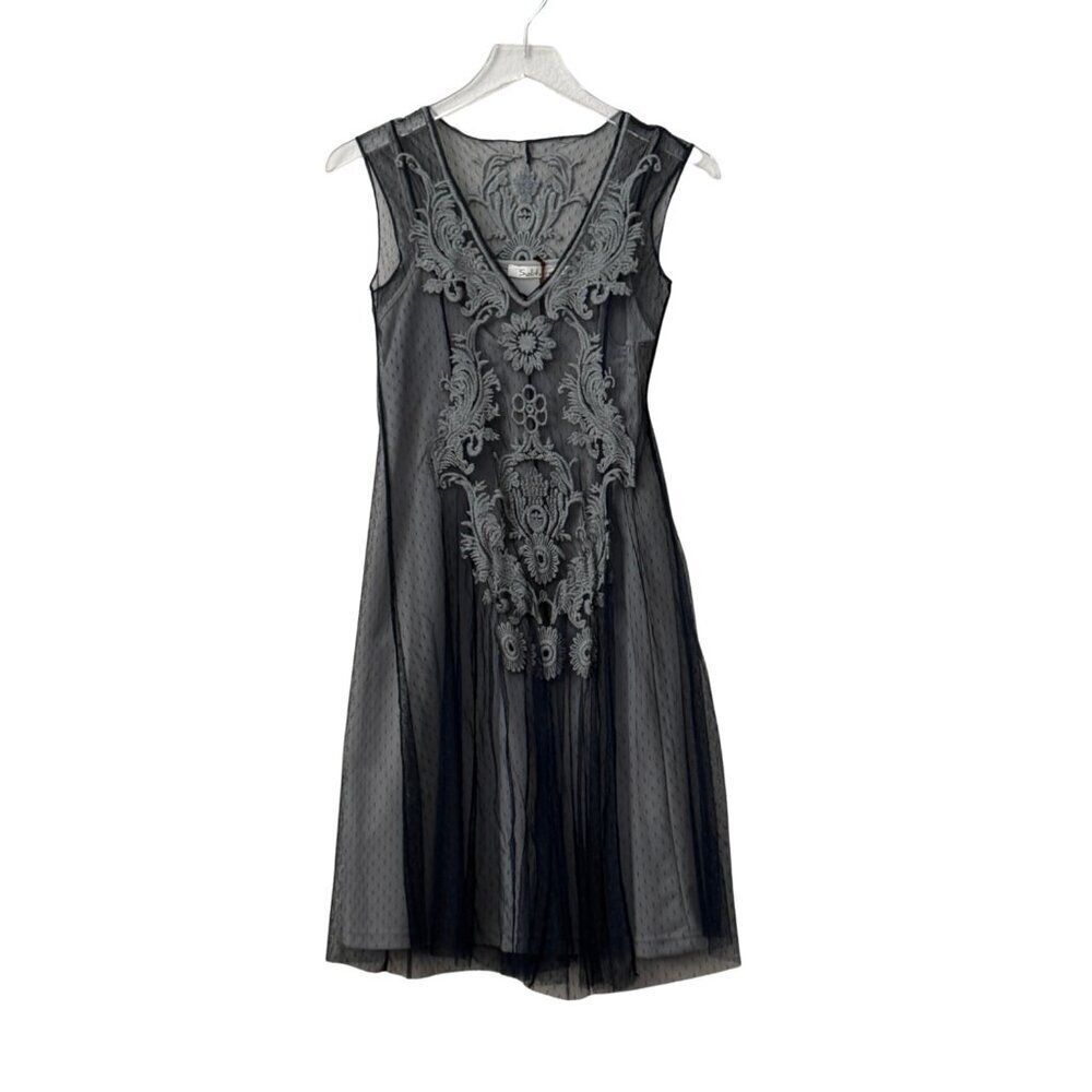 NWT Solitaire Embroidered Mesh Lace Midi Dress Sz. S
